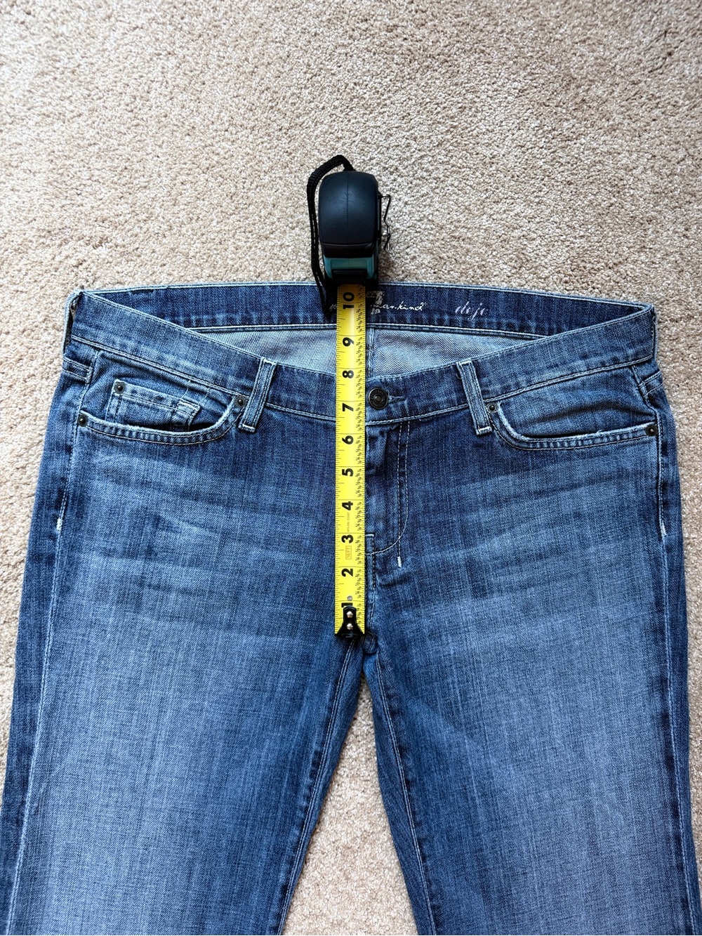 Vintage 7 For All Mankind Dojo Flare Jeans 32 Crystal Embellished Pocket USA Y2K - Picture 10 of 16